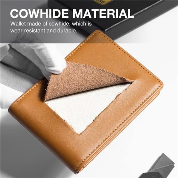 Mens Slim Wallet Leather Carbon Fiber Rfid Blocking Credit Card Holder, Gift Box - Picture 5 of 6